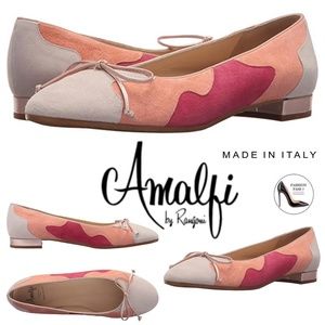 Amalfi by Rangoni Ginevra Ballet Flat Pink Red Grey Suede Leather Shoes Pumps 7